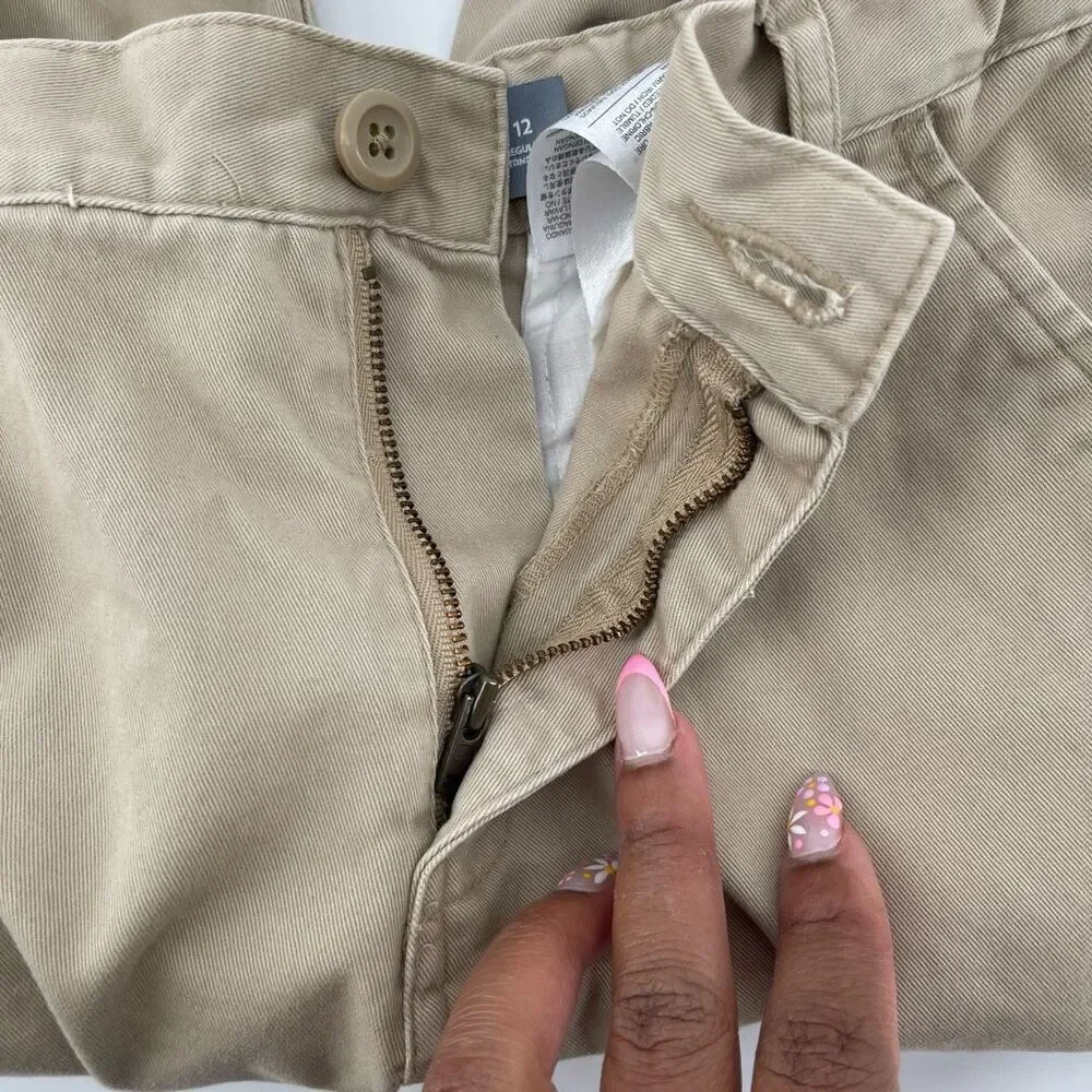 Old Navy Boys Rolled Oats Khaki Uniform Chino Shorts Size 12, Adjustable Waist
